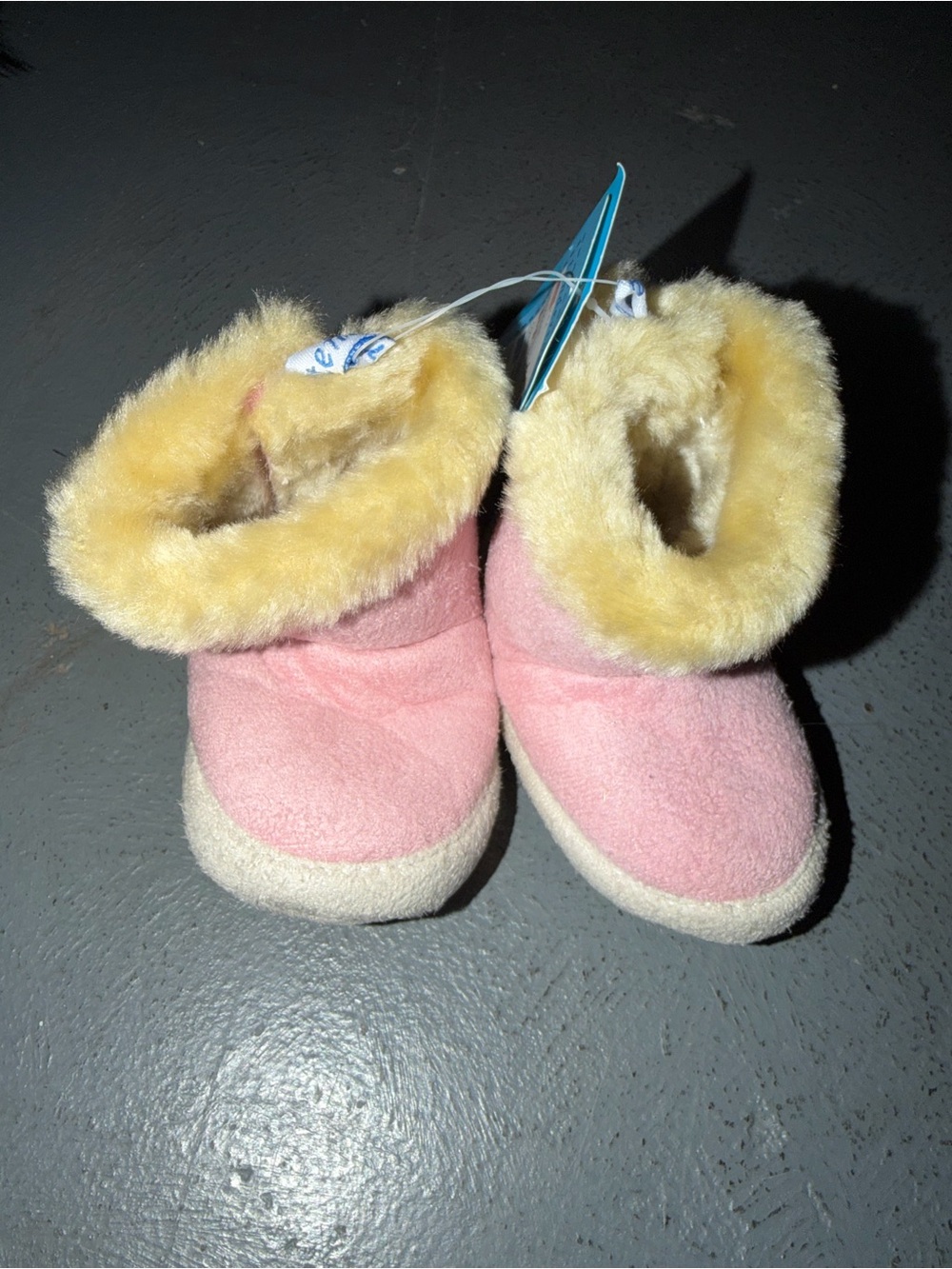 Plush Lined Pink Baby Booties with Shearling Cuff